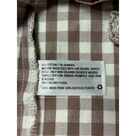 A New Day Cropped Pants Womens Size 16 Brown White Check High Rise Side Zipper - Picture 5 of 7